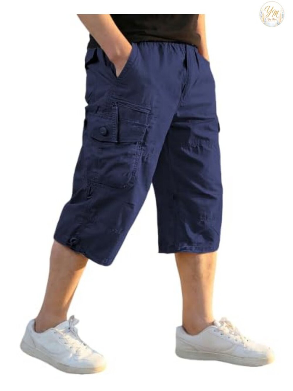 Men's Cotton Cargo Shorts Knee Length Capri Utility Short